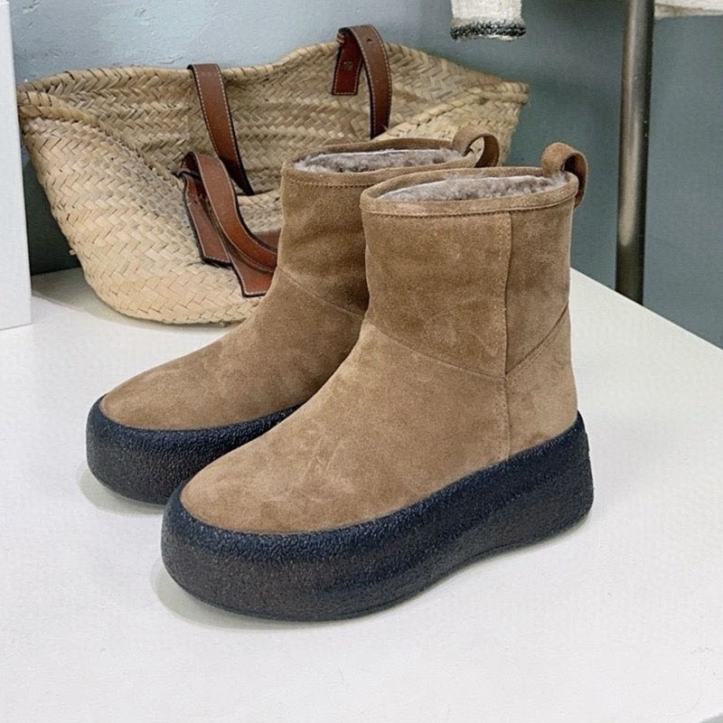 Riding Boot Short - Riding Boots Suede Flat Thick Bottom