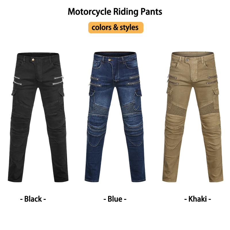 Men Women Slim Fit Zipper Deni - Motorcycle Gear Jeans ulasan dan harga