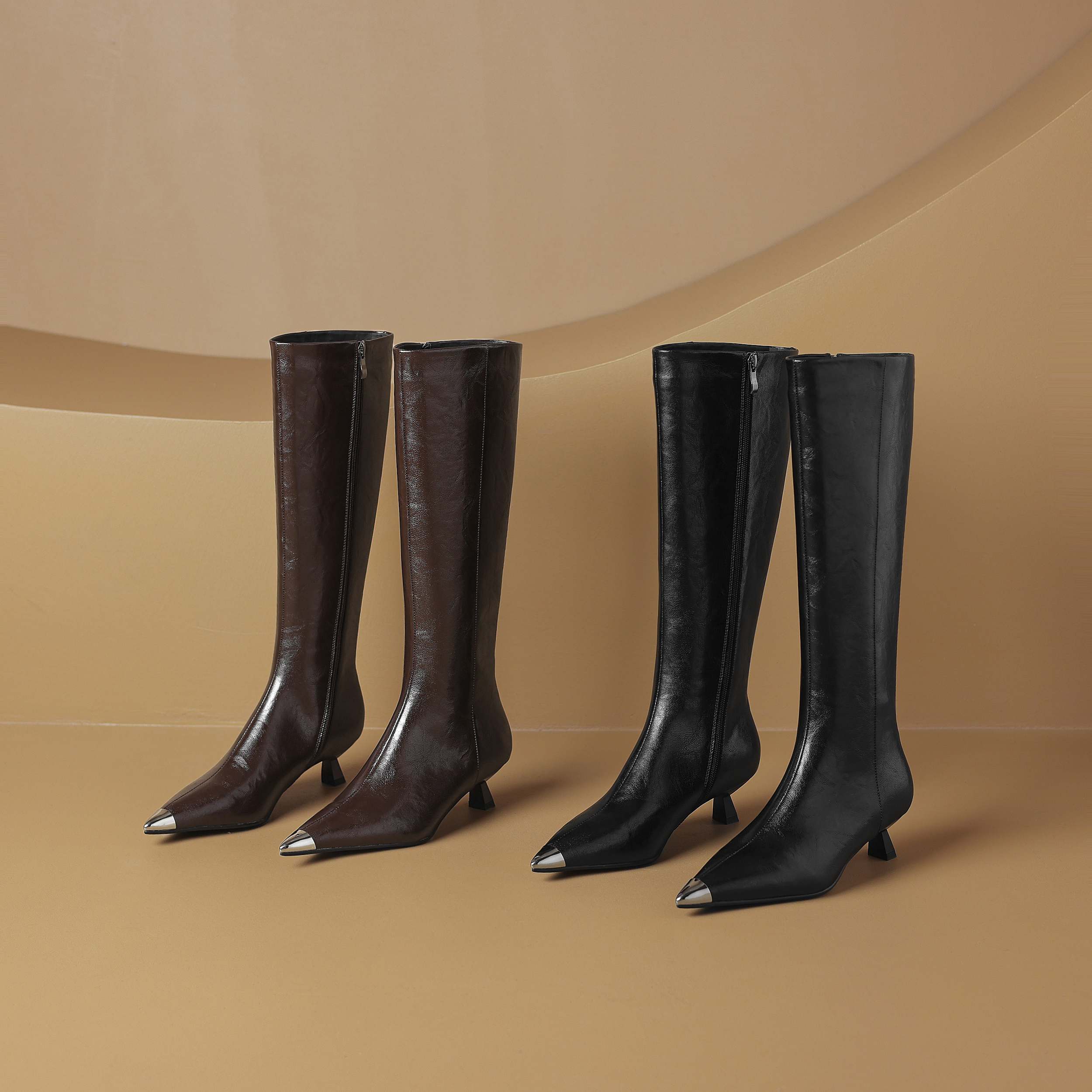 Cow Split Leather Pointed Toe  - Riding Boot Short ulasan dan harga